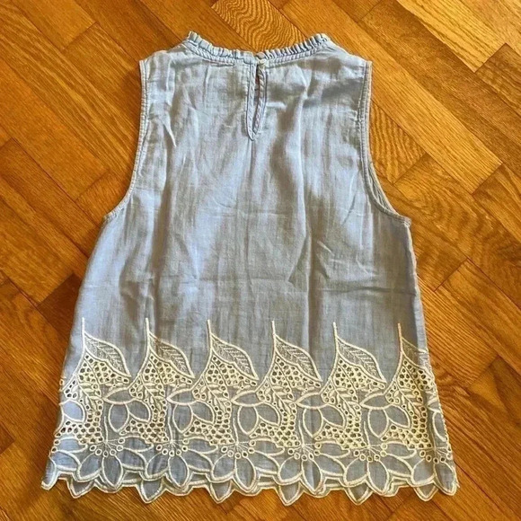Stradivarius Blue Sleeveless Top with Lace Details in Size Small. - Picture 2 of 8